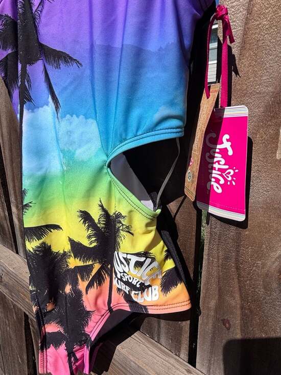 Girls Sport Surf Club One-Shoulder Cut-Out One Piece Swimsuit Size M (10) NWT - Picture 3 of 12